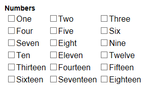 Three columns of checkboxes